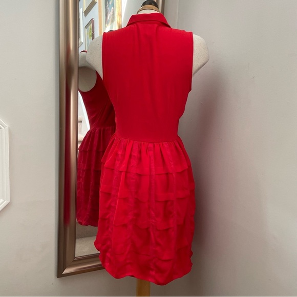 NWOT Sachin & Babi lined red chiffon button up mini dress size 4. - Picture 2 of 9